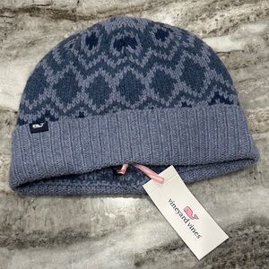 Vineyard Vines Patchwork Fair Isle Beanie in Jake Blue